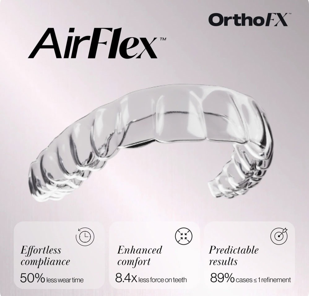 AirFlex™ clear orthodontic aligner for enhanced comfort and compliance.